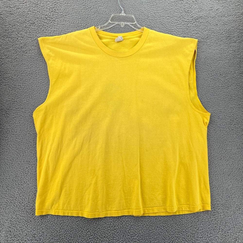 Vintage 90s Footlocker Muscle Shirt‎ Mens 3XL Yellow Center Basketball Gym READ